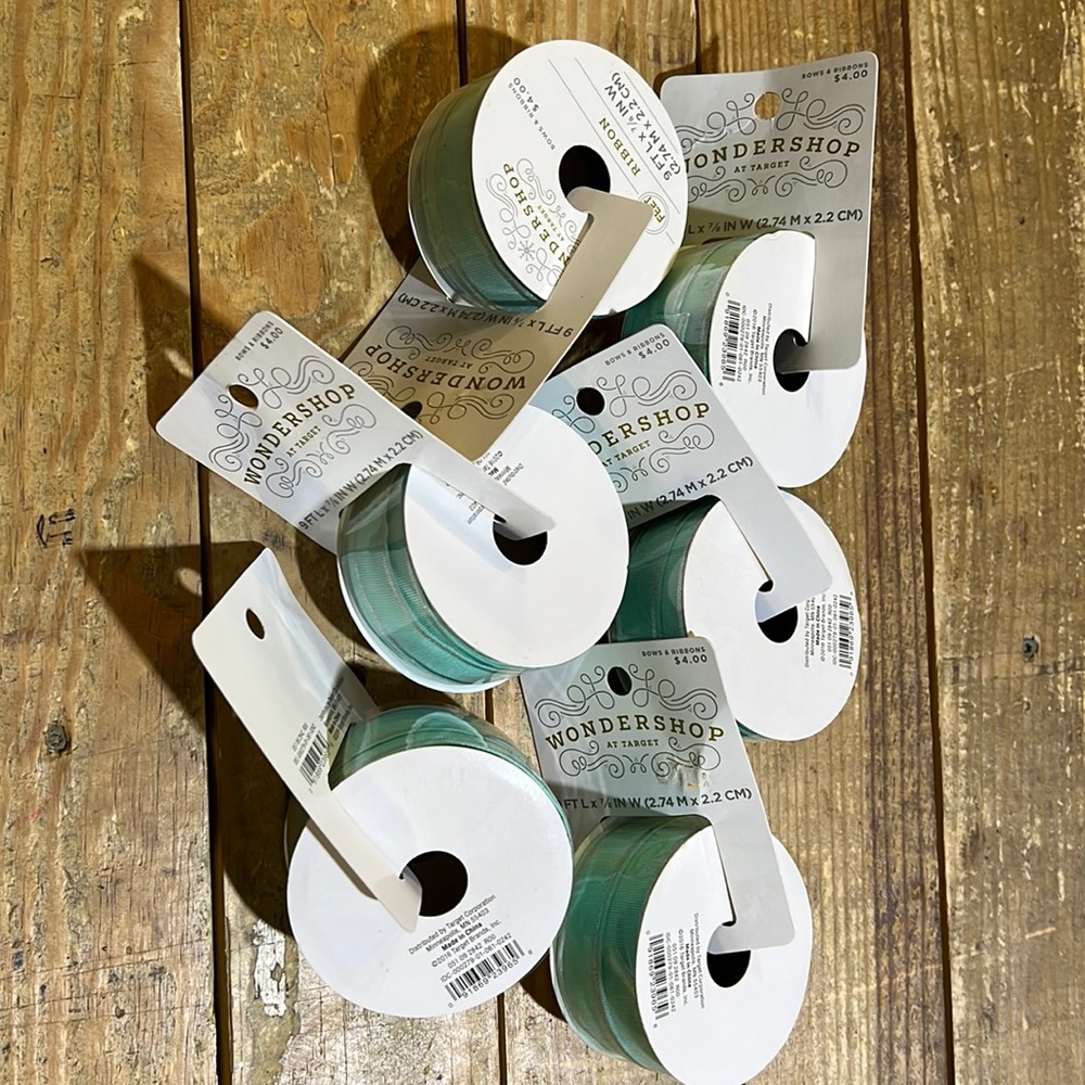 Wondershop 9ft long x 7/8 in wide.  6 rolls